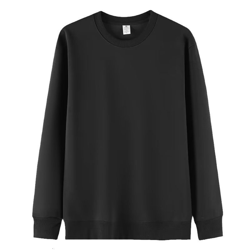 Trendy Loose-fit Round-neck Solid Color Sweatshirt For Men Spring And Autumn Style Simple Inner Designer Hoodie Layer Hong Kong Style Men's Plain
