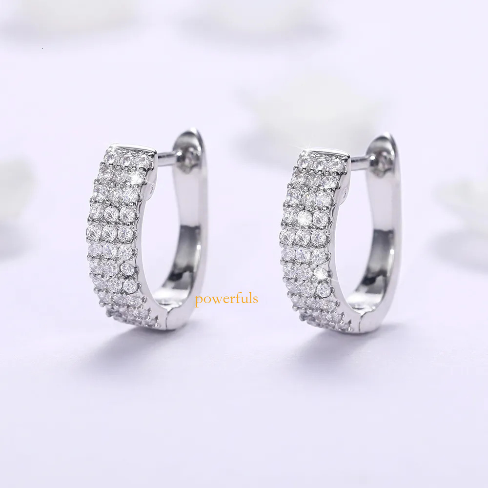 Horseshoe Cubic Zircon Diamond Hoop Charm Designer Buckle Ear Ring Sterling Silver CZ Huggie Earrings for Woman Girls Gift Crystal Fine Jewelry