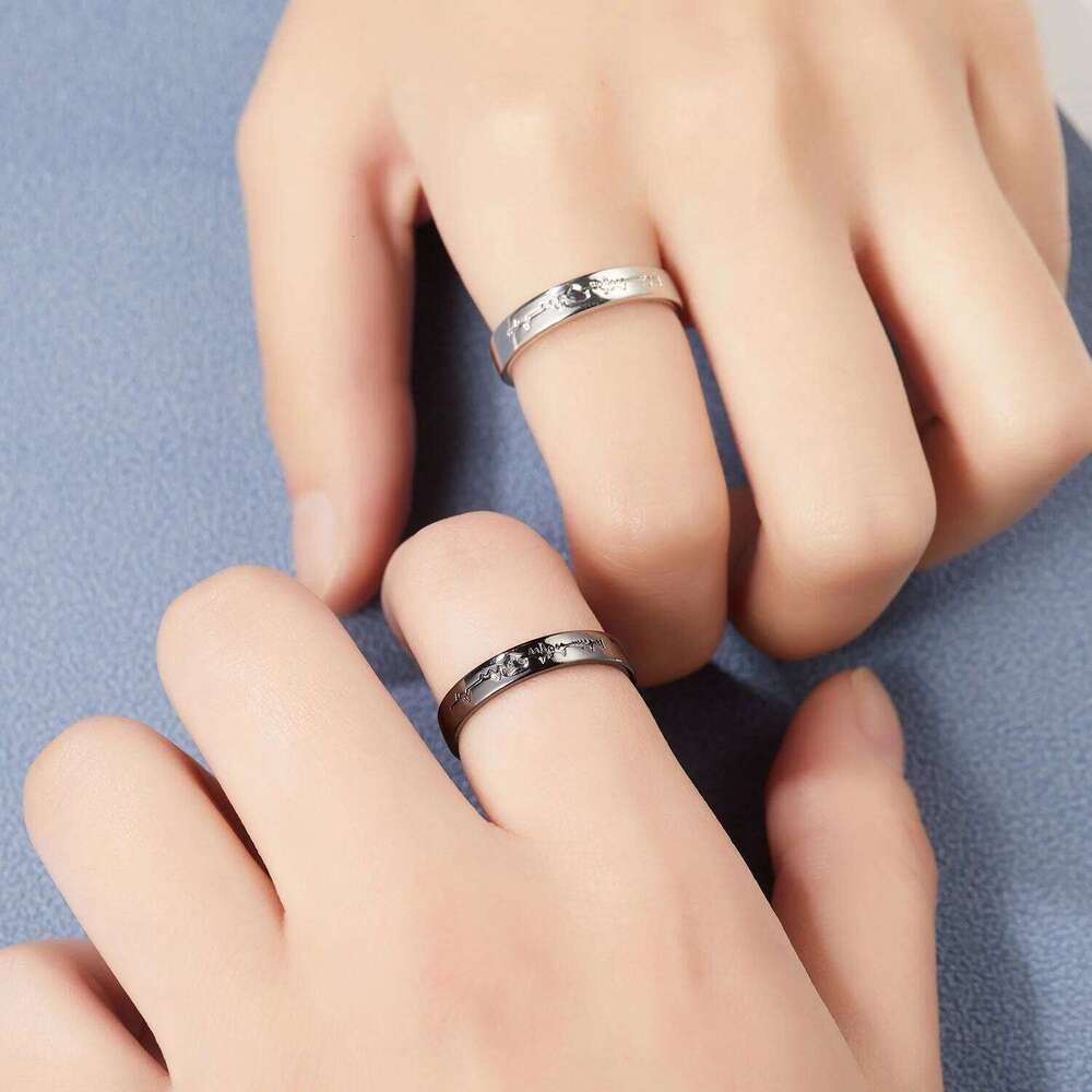 Classic Sun Moon Open Couple for Women Men Romantic Black White Matching Finger Ring Set Jewelry Wedding Anniversary Gifts W260311