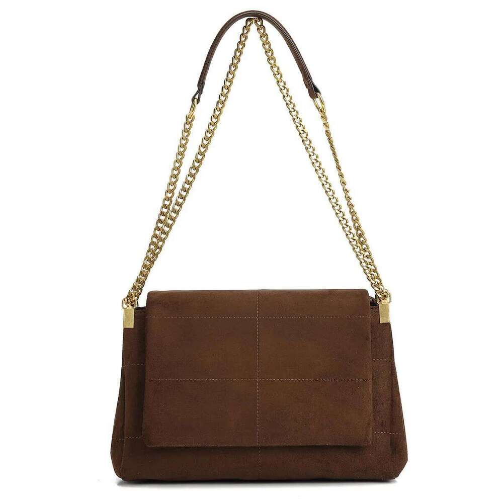 New Women Autumn Winter Suede Shoulder Vintage Tote Bag With Chains Fashion Designer Luxury Handbags Retro Crossbody Bags WONST