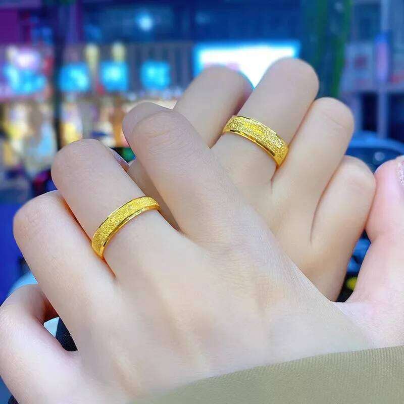 Extra Large Size 13 Female Male Couple Ancient Method Simple Frosted Cold Pair Ring Real Gold 24K Gold-plated Does Not Fade H260312