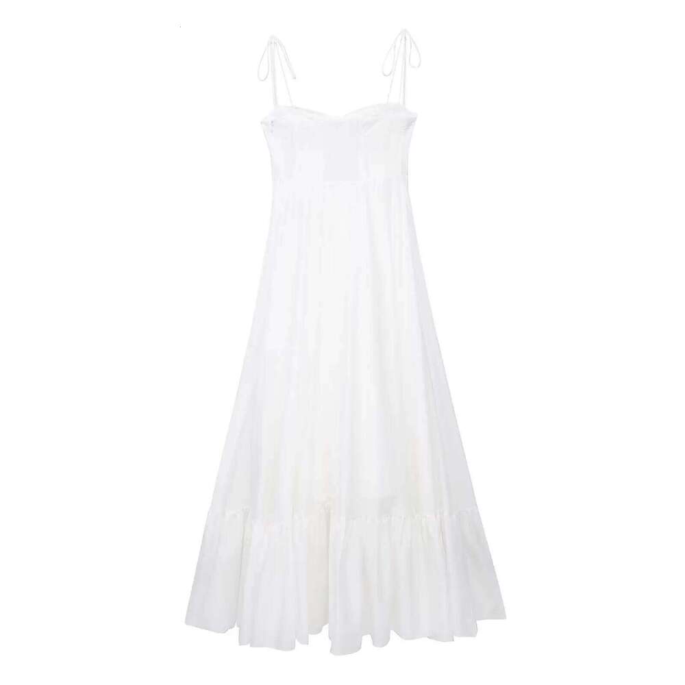 TFMLN New Elegant Women's Tierred Long Summer Classic Fashion Solid Side Zipper Dresses High-Waist A-line Party Soft Dress C260312