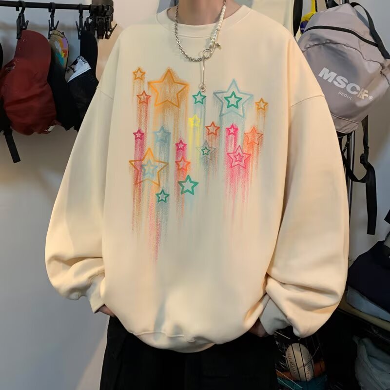 Heavy-weight Crew Neck Sweatshirt For Spring And Autumn Oversized Youth Hoodie Designer Hoodie Loose Casual Pullover