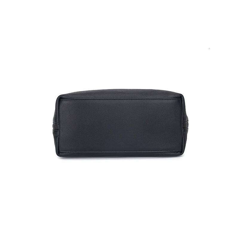 Black Handbag Top Grain Cowhide Leather Soft Multifunctional Women's Fashion Bag With Compartment Organizer