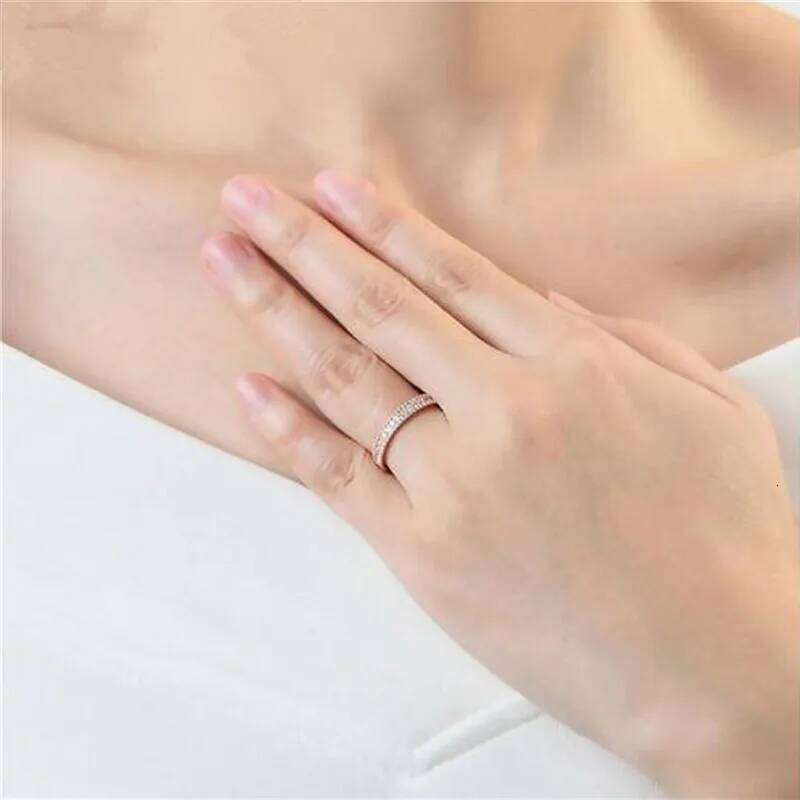 Full Crytal Ring Rose Gold color Simple Classic Wedding & Engagement Rings for Women Made With AAA CZ CC197 H260312