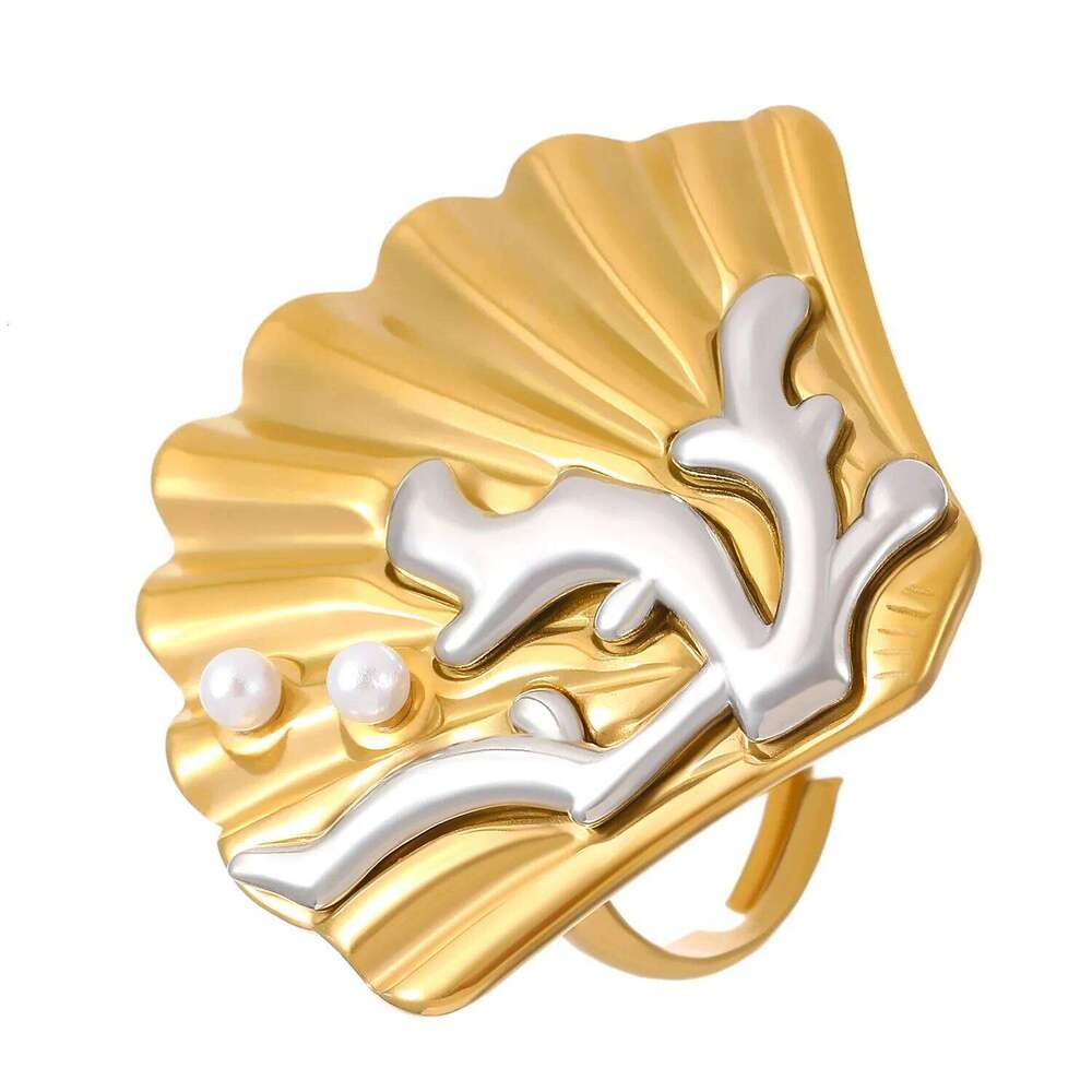 Luxury Inspired Starfish Ring Textured Shell Coral Jewelry Exquisite Rings for Women Fashion Sophisticated Style Versatile Daily Wear Accessory