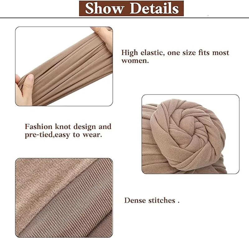 4PCS/LOT Muslim Women Turban Hat Knot Headwrap Ladies Hair Cover Bonnet Beanie African Headscarf Chemo Cap Bandanas 260304