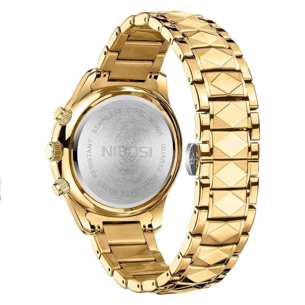 NIBOSI Luxury Watches For Men Date Chronograph Stainless Steel Man Waterproof Luminous Sport Military Men's Quartz Watch