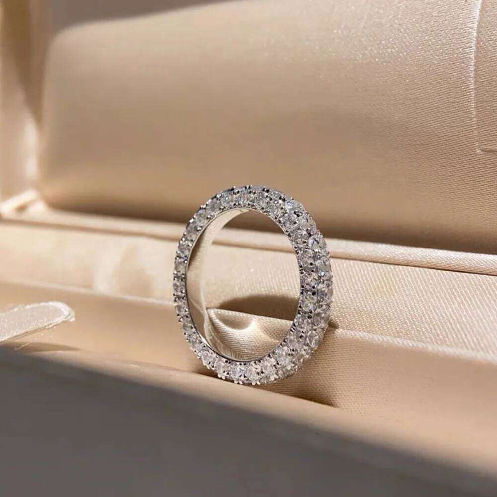 Single Row Round White Zircon Rings For Women Silver Gold Color Promise Engagement Wedding Bands Bridal Jewelry New Year Gifts H260312