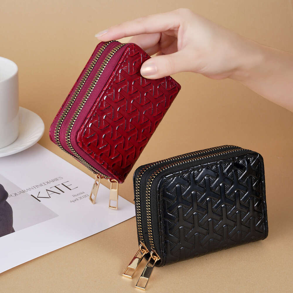 Luxury fashion wallet New Women S Wallet Short Style Multi Card Slot Double Zipper Versatile Fashionable Solid Color Herringbone Pattern Coin Purse An