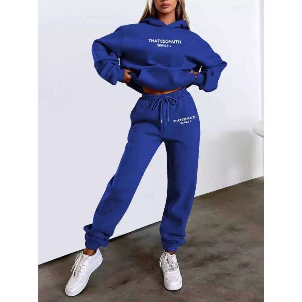 Fashion letter Printed Women Hoodie set Street Hip Hop Casual Female 2pcs Clothing Plush Sweatshirt C260312