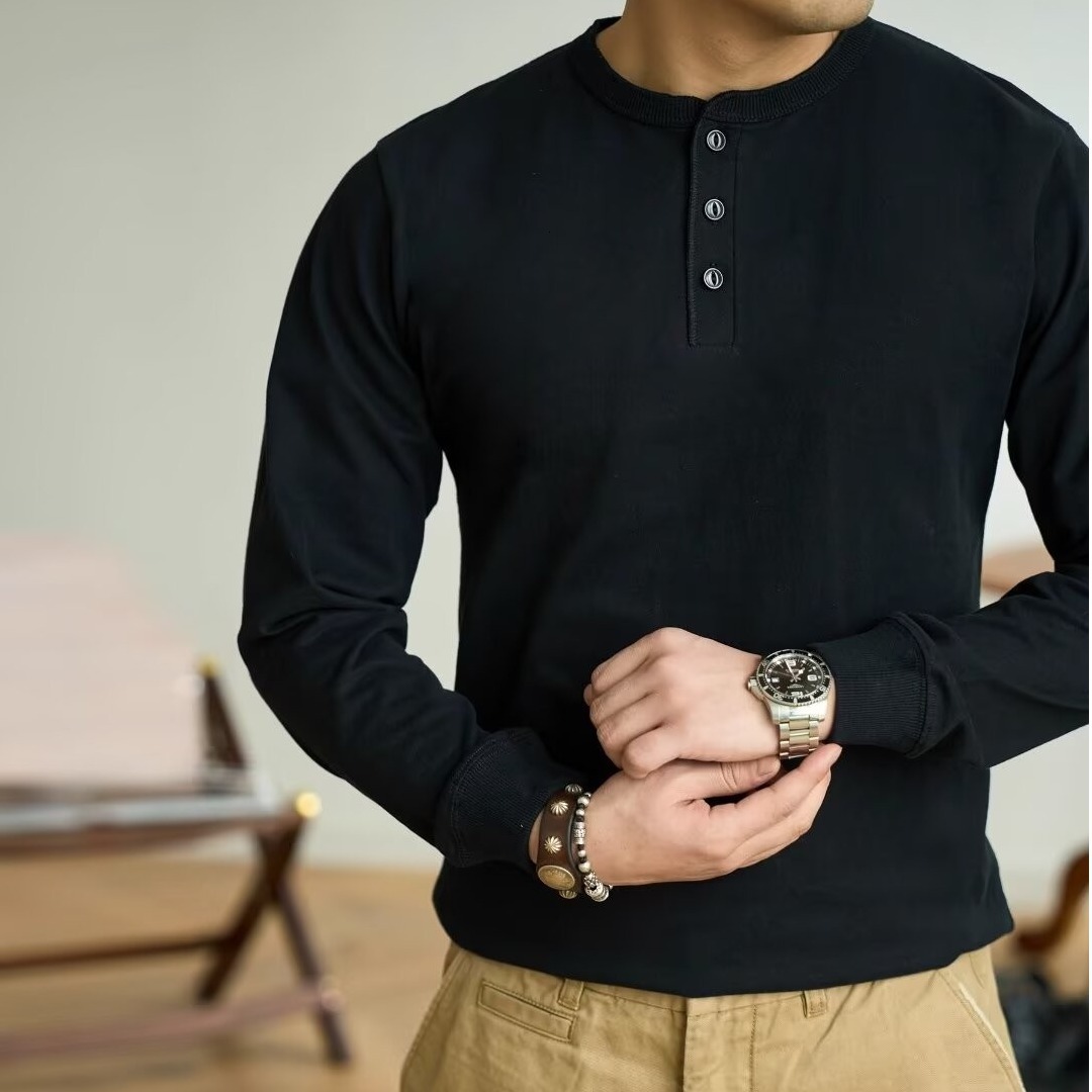 Fall New Large Size Casual Simple Retro T-shirt For Teenagers Long Sleeve Designer Hoodie Men's Underlay Shirt