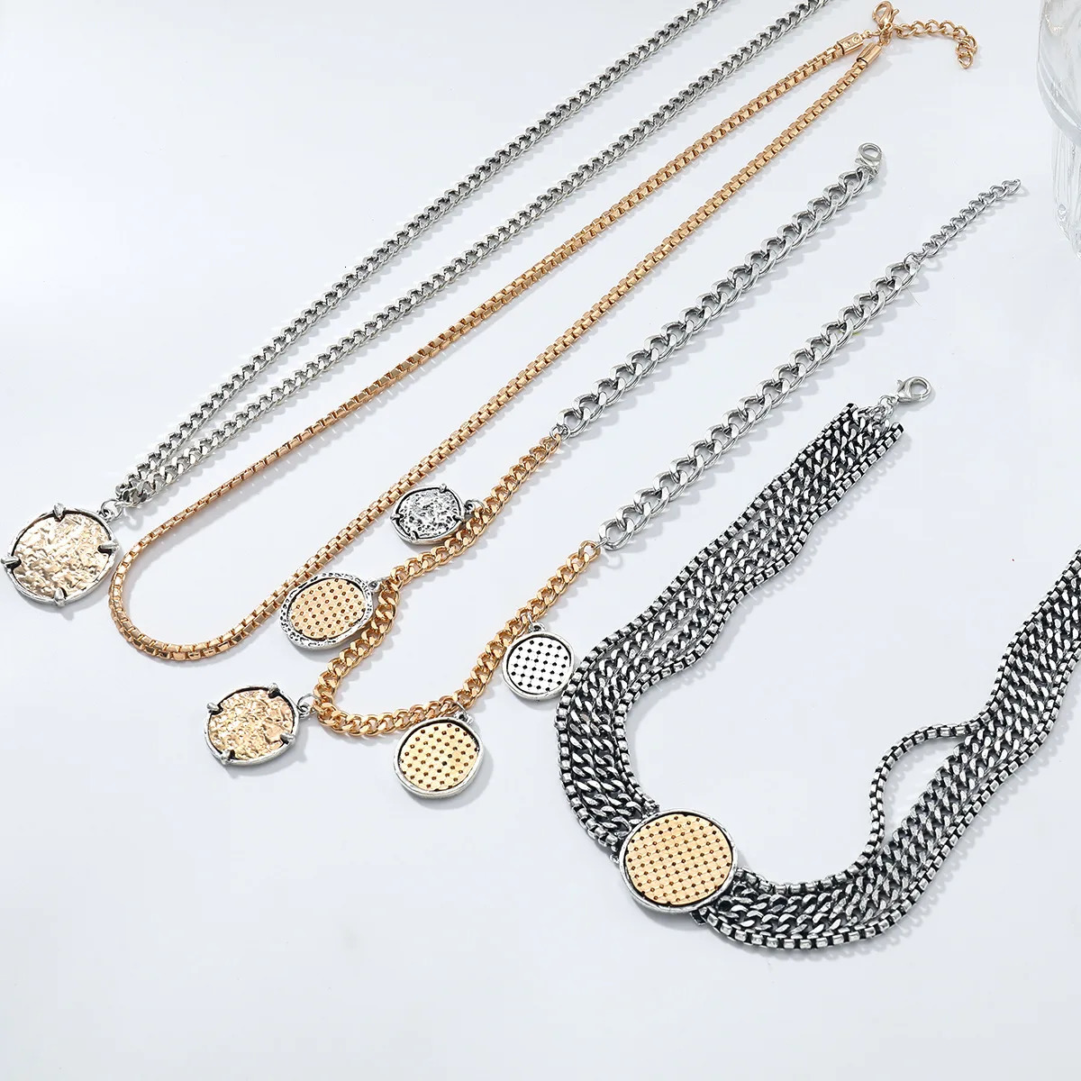 European and American exaggerated big multi-layer chain punk hip-hop style necklace womens natural bohemian style 260311