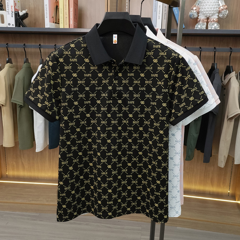 Luxury Brand Designer Clothes Summer New Cotton Printed Short-Sleeve Polo Shirt For Men, Stylish And Versatile, Light Luxury Casual T-Shirt Top For Me