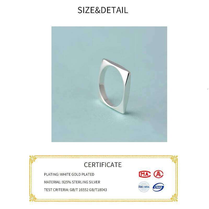 Real 925 Sterling Silver Cute square shape Personality Adjustable Ring Fine Jewelry For Women Party Elegant Accessories H260312