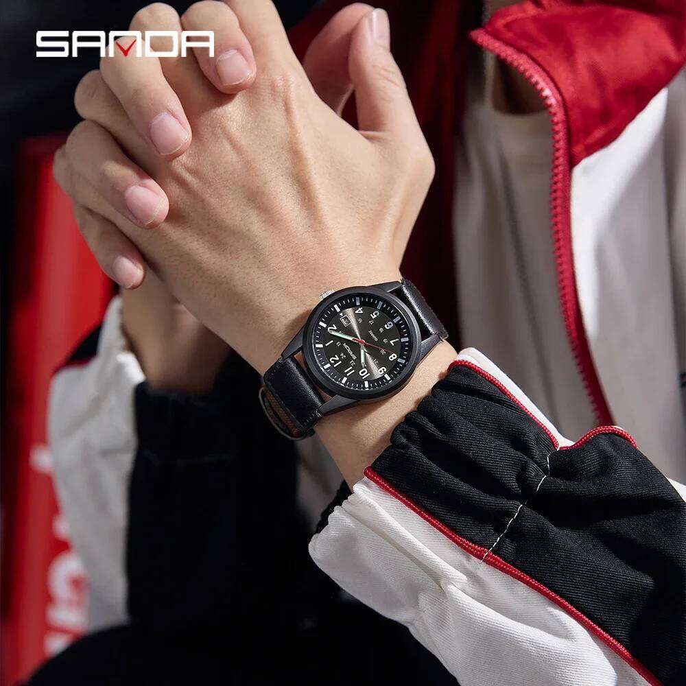 Men's Outdoor Sports Quartz Watch with Nylon Strap Lightweight Design Sunray Dial Calendar & 50M Waterproof Casual Wristwatch