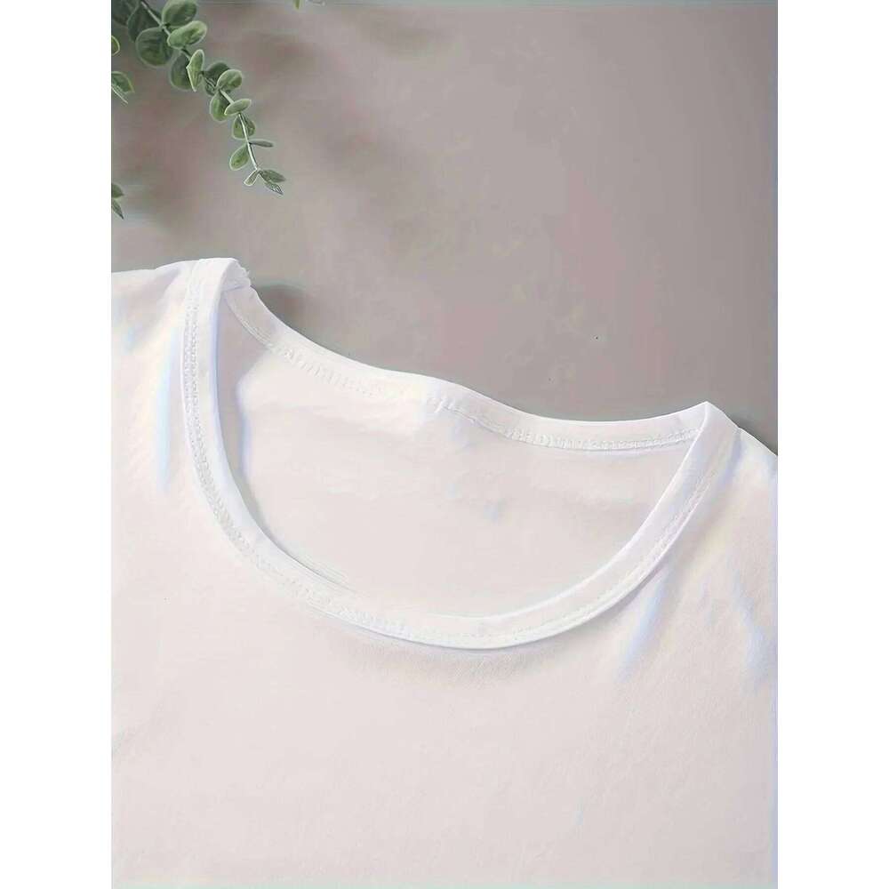 Women's Graphic Print T-Shirt - Short Sleeve Crew Neck Casual Heart Design Summer Spring Wear White with Red Black Accents Z260312