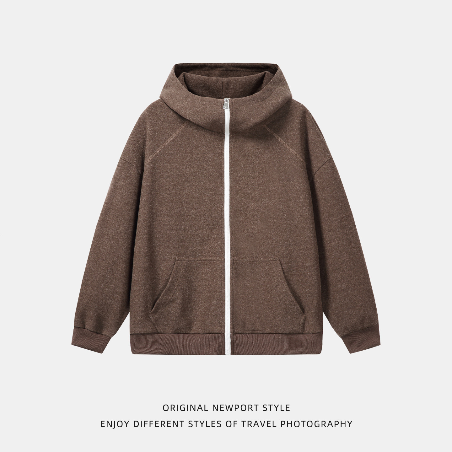 Designer Hoodie Heavyweight Textured Woolen Hooded Sweatshirt For Men Autumn Retro Color-block Zipper Couple Cardigan Jacket Coat