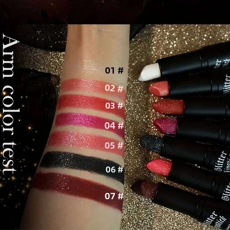 7 Colors Diamond Matte Lipstick Glitter Tint Balm - Waterproof Long-Lasting Pearl Shine White Shimmer Sexy Lip Makeup W260311