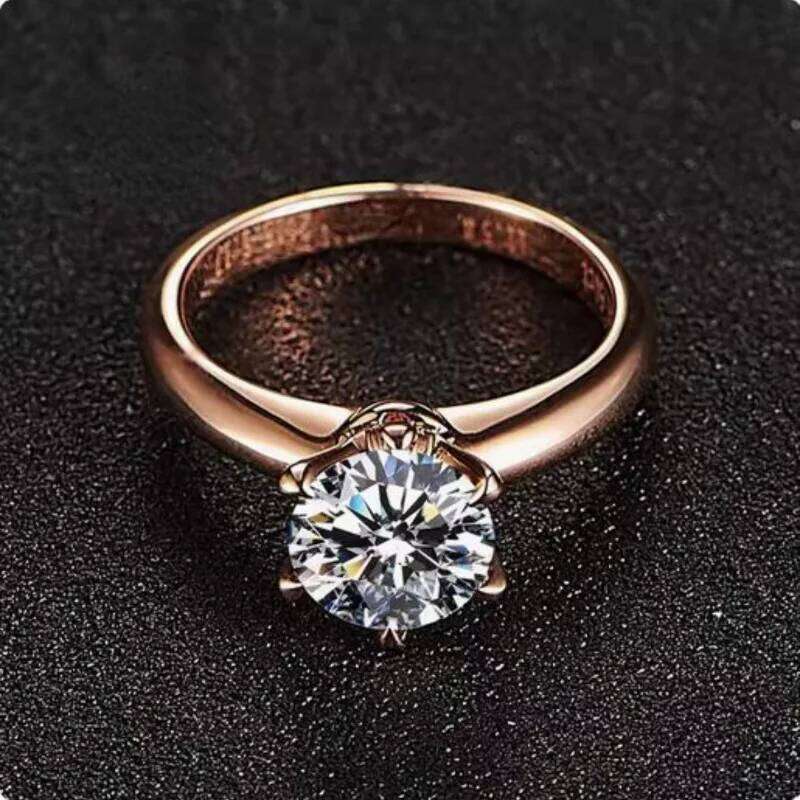 18K Rose Gold Solitaire 1.5ct Created Diamond Ring Party Wedding Band Rings for Women Bridal Engagement Jewelry Gift H260312