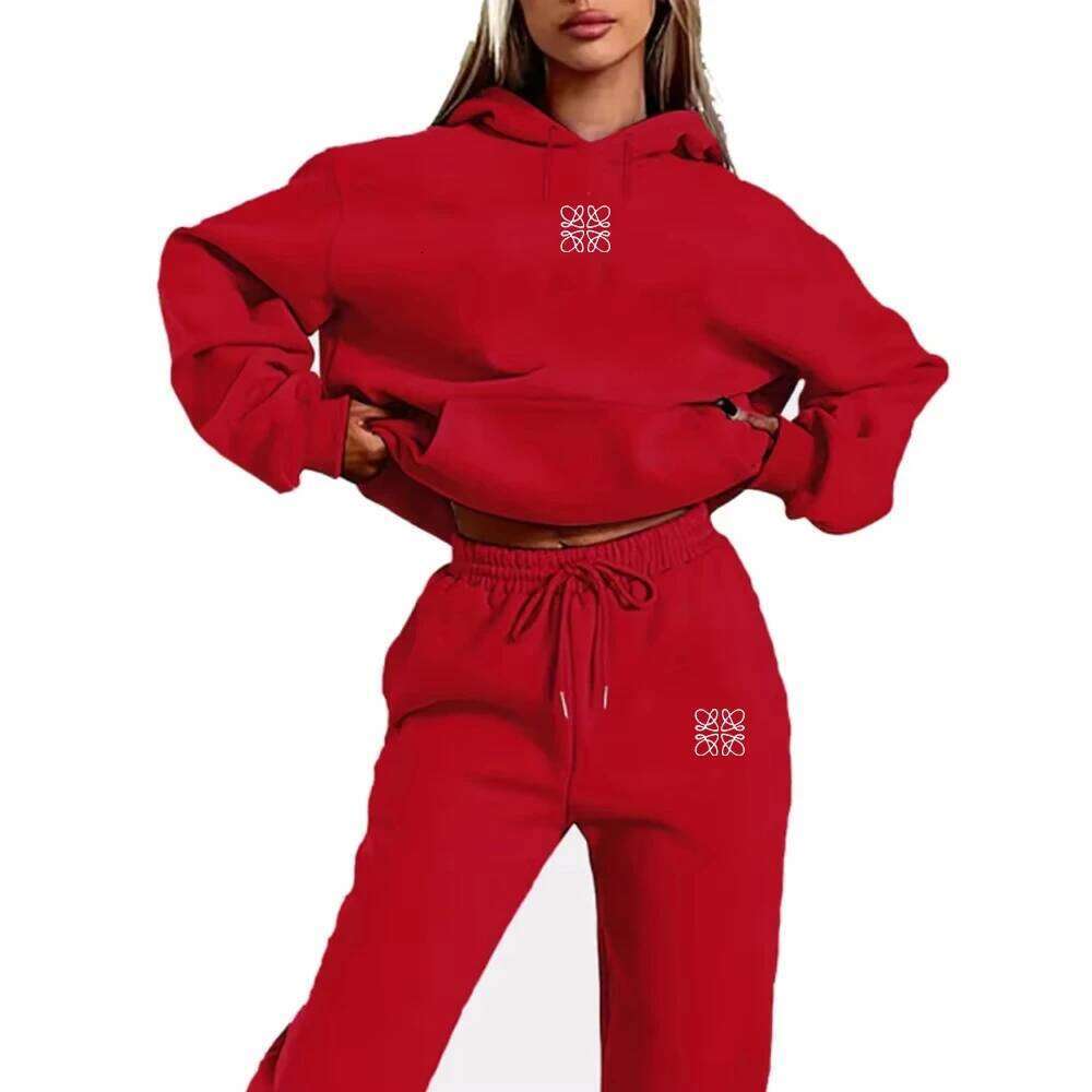 Flower Printed Women's Tracksuit Quality Two Piece Set for Women Fashion Jogging Sweatshirt Suit Drawstring Sports Daily Hooded C260312