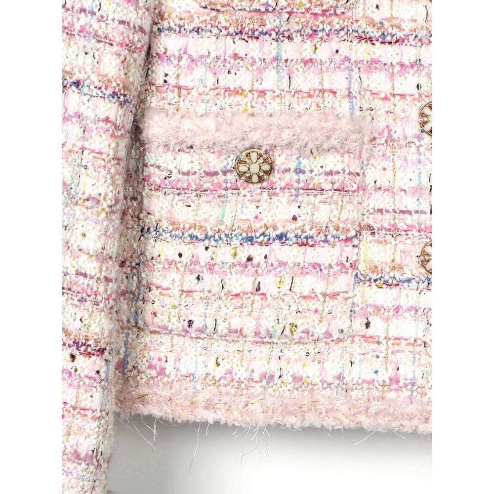 2025 New Style Fashionable Elegant High Luxury Customized Socialite Cherry Blossom Romantic Tweed Braided Jacket