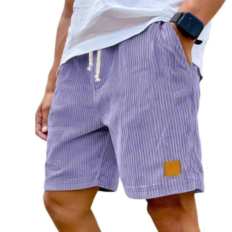 Men's Retro Casual Shorts Fashion Solid Sweatpants Harajuku Corduroy Short Pants New Men Clothing Roupas