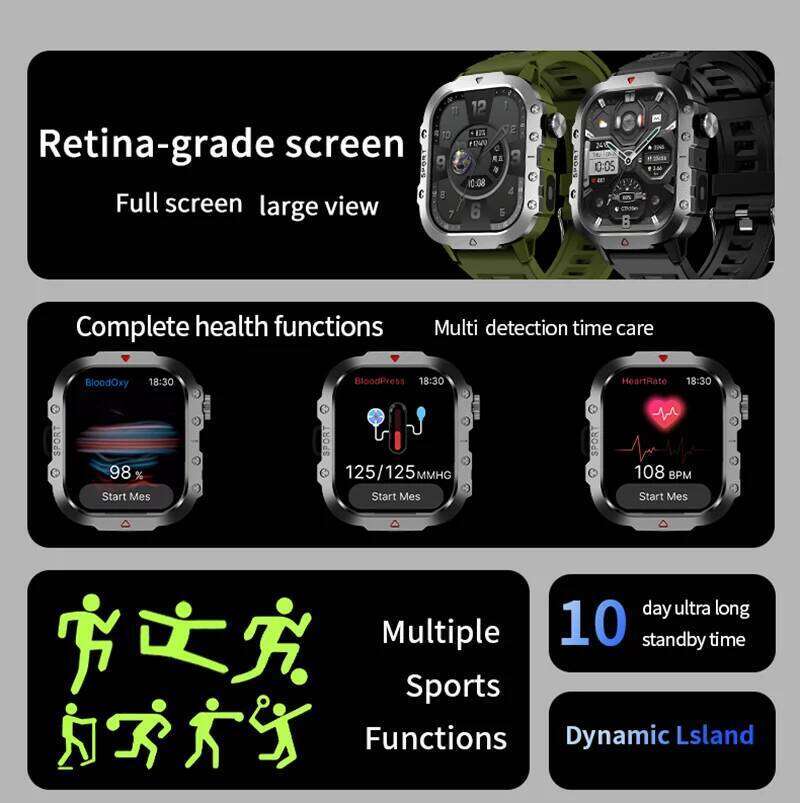 G.L Wear New Military Men Outdoor Sports Fitness Tracker Health Monitor 2.19 inch Bluetooth Talk Smart Watch