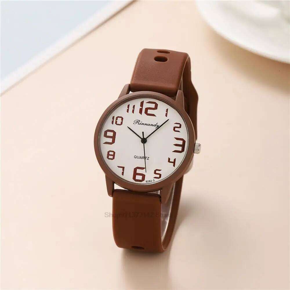 Women Fashion Silicone Watches Set Minimalist High Number Qualities Big Dial Ladies Quartz Wristwatches With Casual Clock Gifts