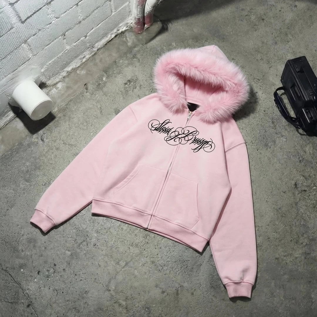 Y2K Harajuku Hoodie Sets Fashion Letter Printed Fleece Zip Up Hoodie Oversized Streetwear Vintage High Street Unisex Baggy Pants 260311