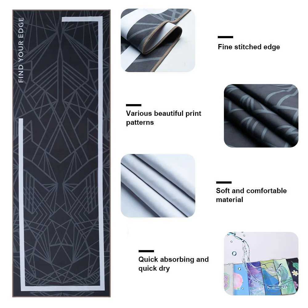 Yoga Mat Print Qucik Dry Non-Slip Foldable Yoga Towel Fitness Blanket M260312