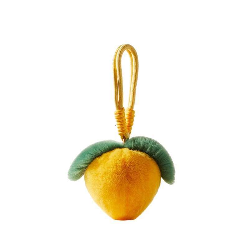 Trendy large-sized cute rex rabbit fur hand strap, peach plush bag pendant, soft and to the touch, fluffy ball decoration