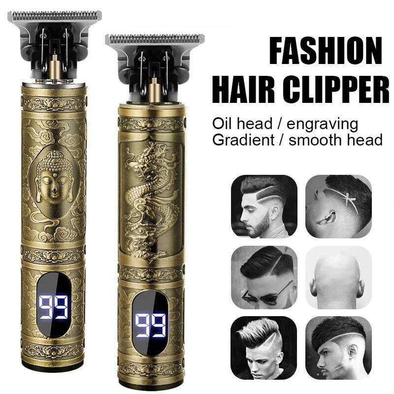 2025 Vintage T9 Hair Clipper /Accessories USB-C Fast Charge LCD Shaver | 0mm Bald Cutting Machine Barber for Men Home Haircut C260312