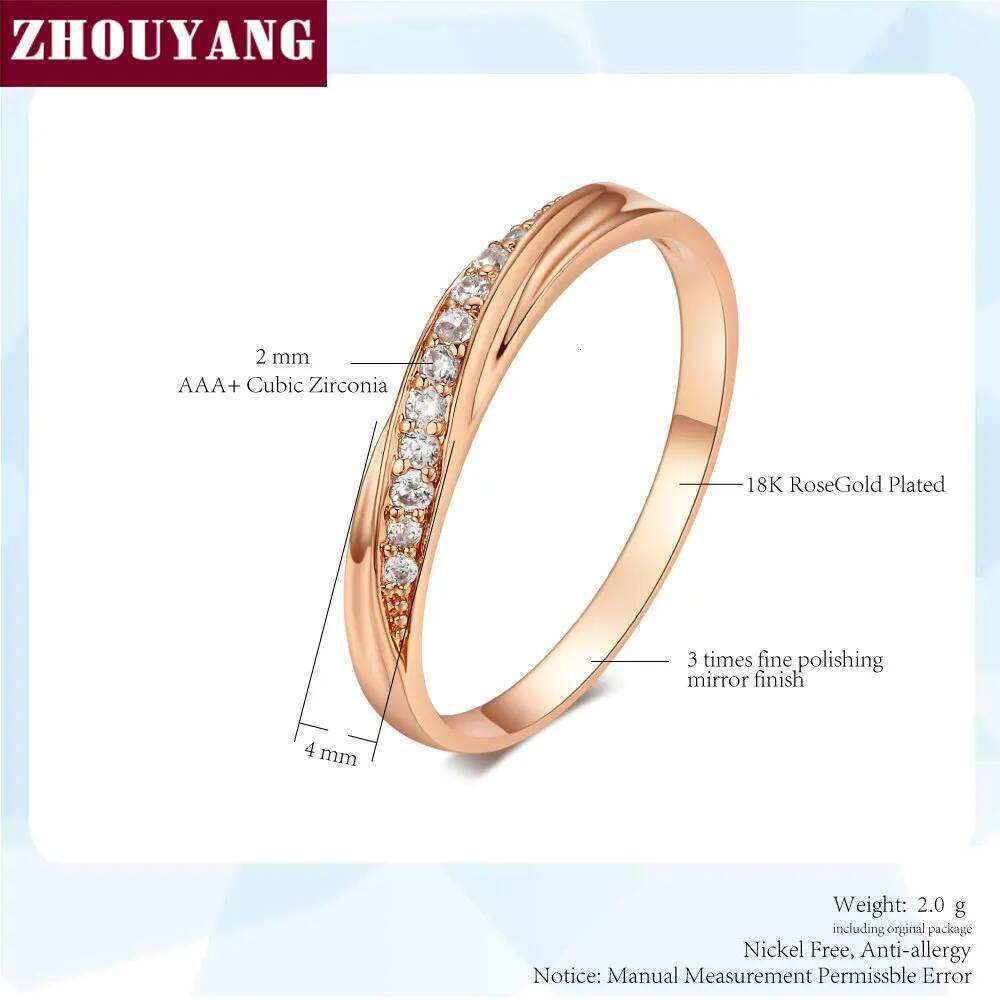 ZHOUYANG Wedding Ring For Women rs Simple Cubic Zirconia Rose Gold Color Fashion Jewelry ZYR314 ZYR317 H260312