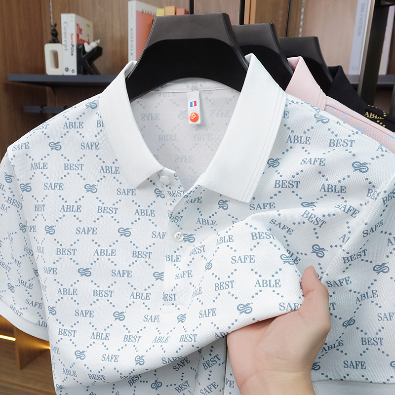 Luxury Brand Designer Clothes Summer New Cotton Printed Short-Sleeve Polo Shirt For Men, Stylish And Versatile, Light Luxury Casual T-Shirt Top For Me