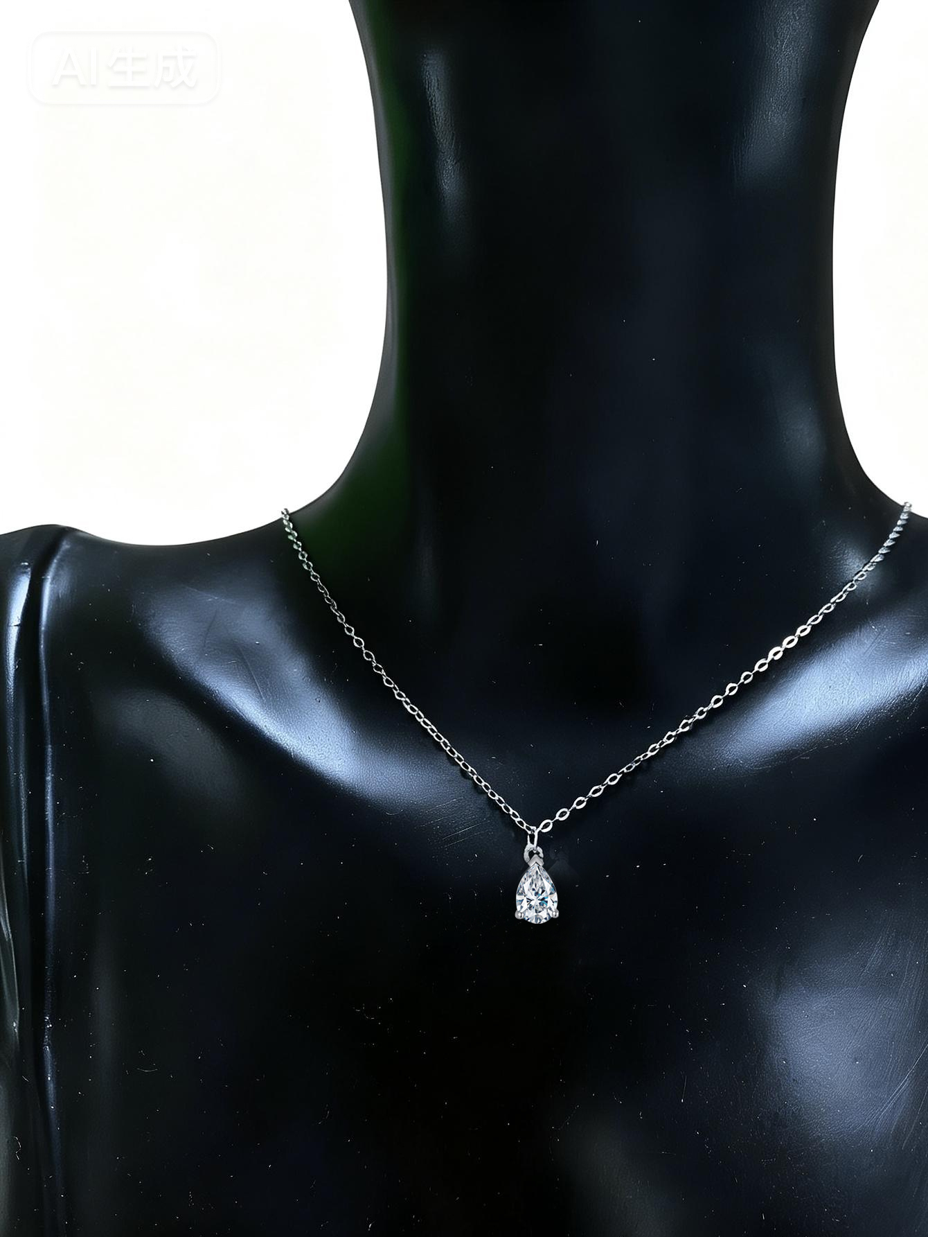 MT S925 Sterling Silver 2ct Pear Moissanite Pendant Necklace for Women, Elegance Luxury Wedding Engagement Necklace Fashion Jewelry