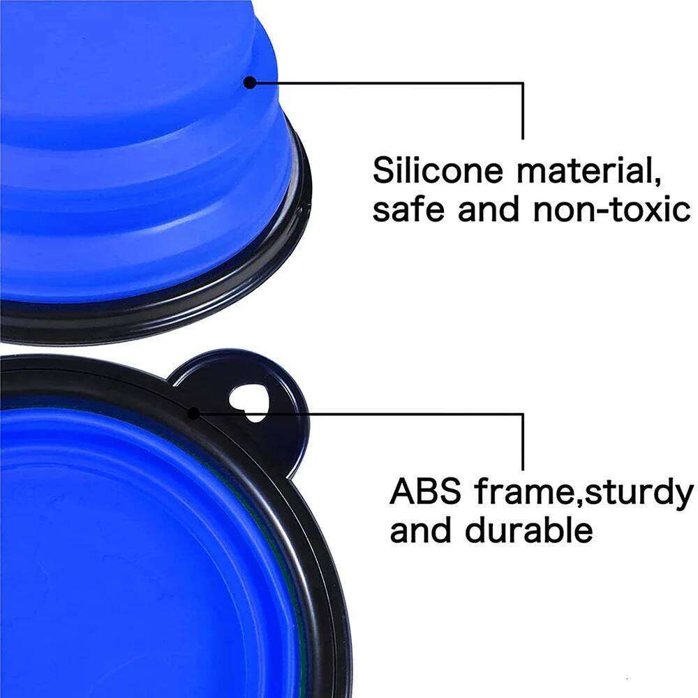 1000ML Silicone Feeder With Carabiner Folding Cat Bowl Travel Dog Feeding Supplies Food Water Container Pet Accessories 26Y0312
