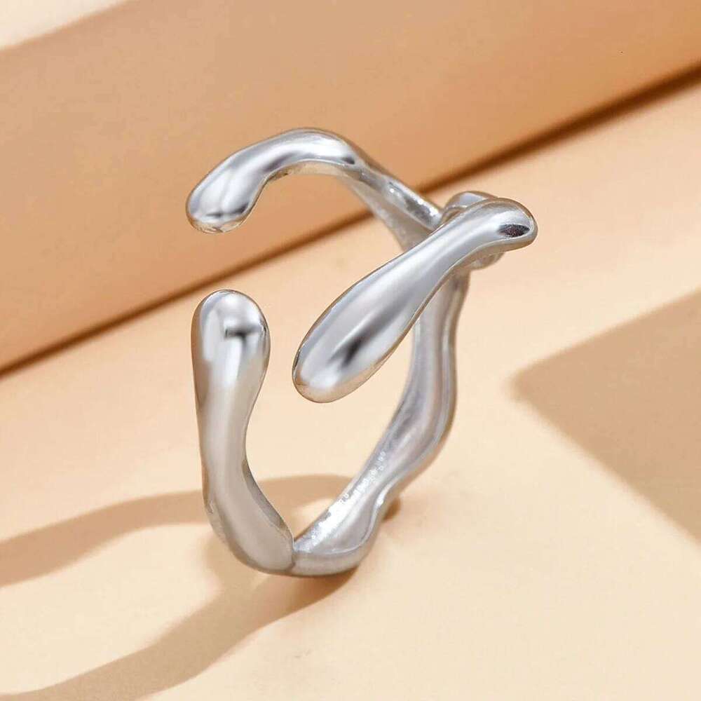 Fashion Stainless Steel Waterproof Open Ring Personality Charms PVD Real Gold 18K Plated Trendy Jewelry for Women H260312