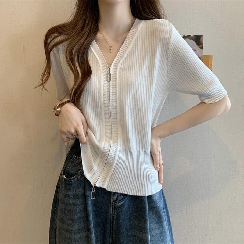 Plus-size Designer Hoodie Women's Clothing In Korean Style Shirt Tummy-concealing Polo Base Layer Imitation Knitwear For Women Summer Slimming Fo