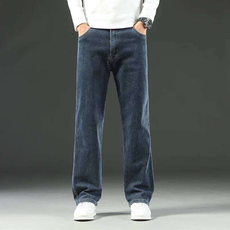 New Style Y2 Spring and Autumn Loose Jeans Baggy Straight Wide Leg Business Casual Pants Brand Men's Clothing 26Y0312