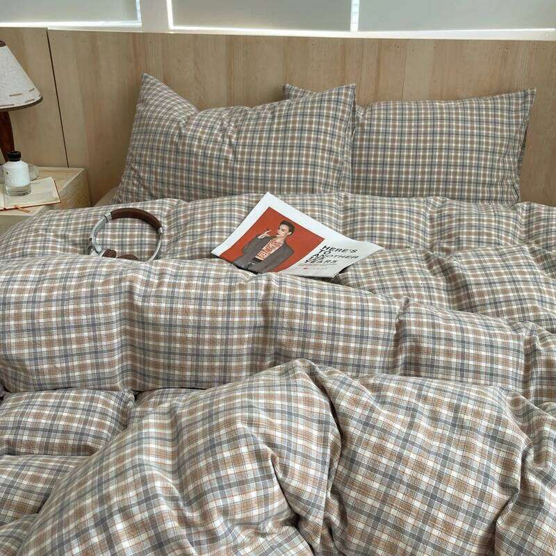 Nordic Ins Bedding Pure Cotton Duvet Cover Skin-Friendly Single Twin Full Queen Size Flat&Fitted Bed Sheets Set H260312