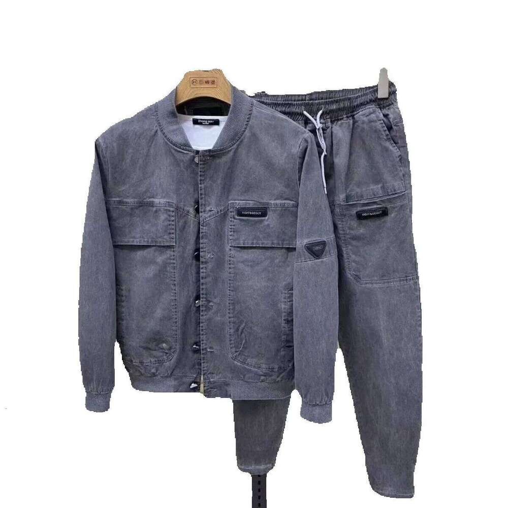 Men Tracksuit Clothing New Men's Baseball Collar Jacket Set Two-Piece Fashion Slim Comfort High Sense Trend