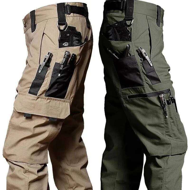 Autumn Men Tactical Work Multi-Pocket Cargo Pants Wear-Resistant Lightweight Waterproof Jacket Spring Outdoor Training Suit