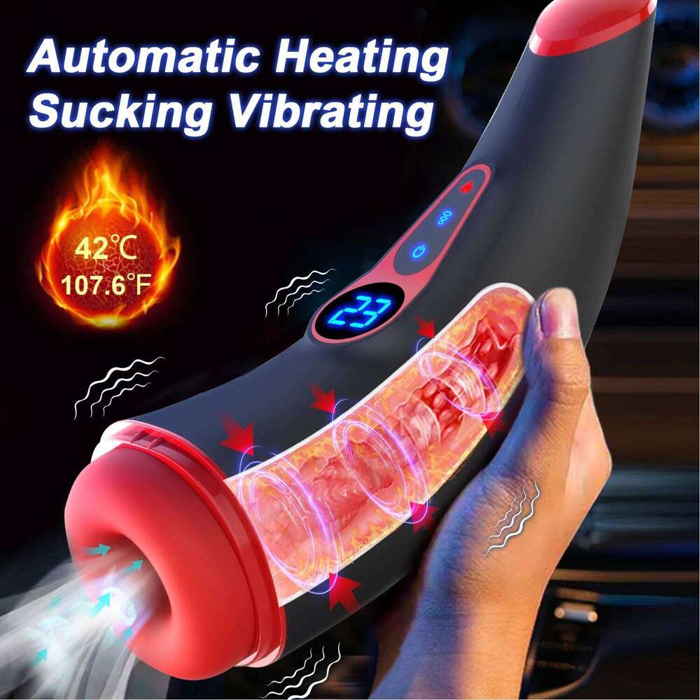 Automatic Sucking Masturbator Sex Toys for Men Heating Vibrating LCD Display Penis Pump Blowjob Male Adult Masturbators Z260312