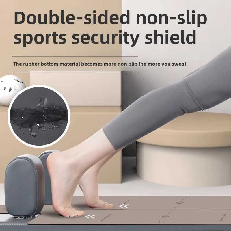 Yoga Pilates Reformer Non Slip PU Natural Rubber Core Training Mat Gym Studio Protective Black Gray Pink Milk tea color M260312