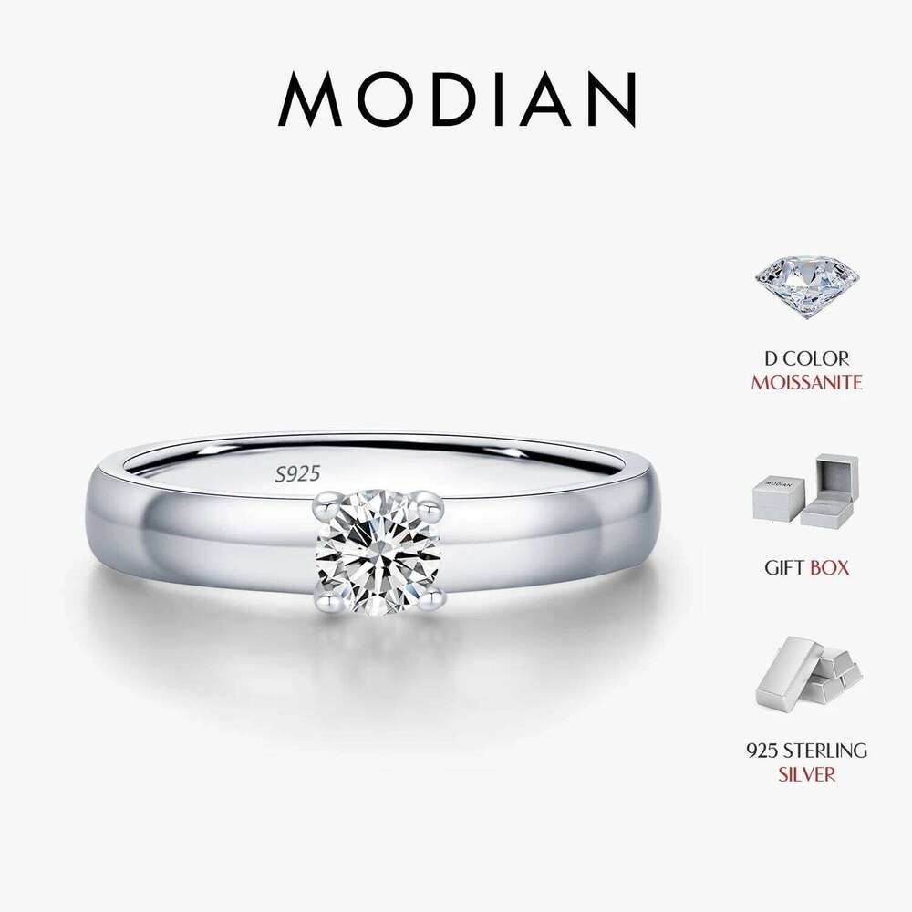 MODIAN D Color Round Moissanite Rings 925 Sterling Silver Fashion Simple Ring For Women Wedding Statement Jewelry Gifts H260312