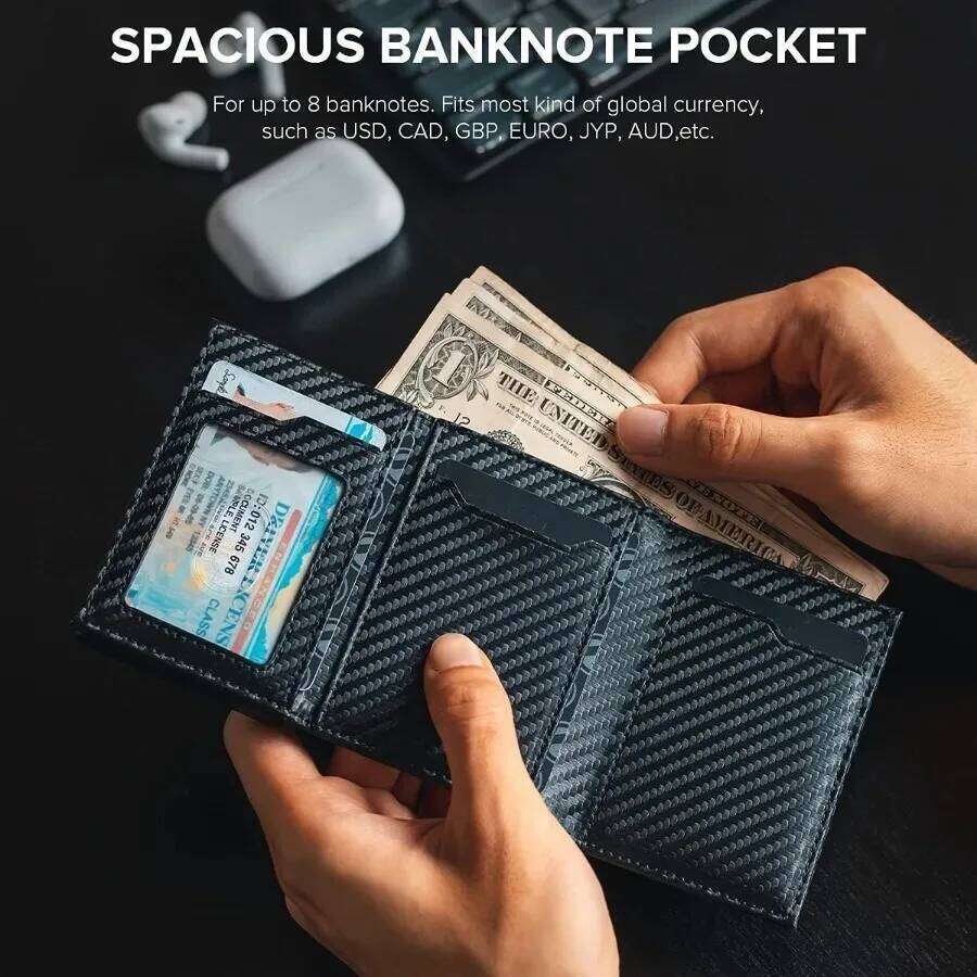 Men's with Zipper Coin Purse Automatic Pop-up Metal Credit Holder Minimalist RFID Blocking Business Card Wallet Idea