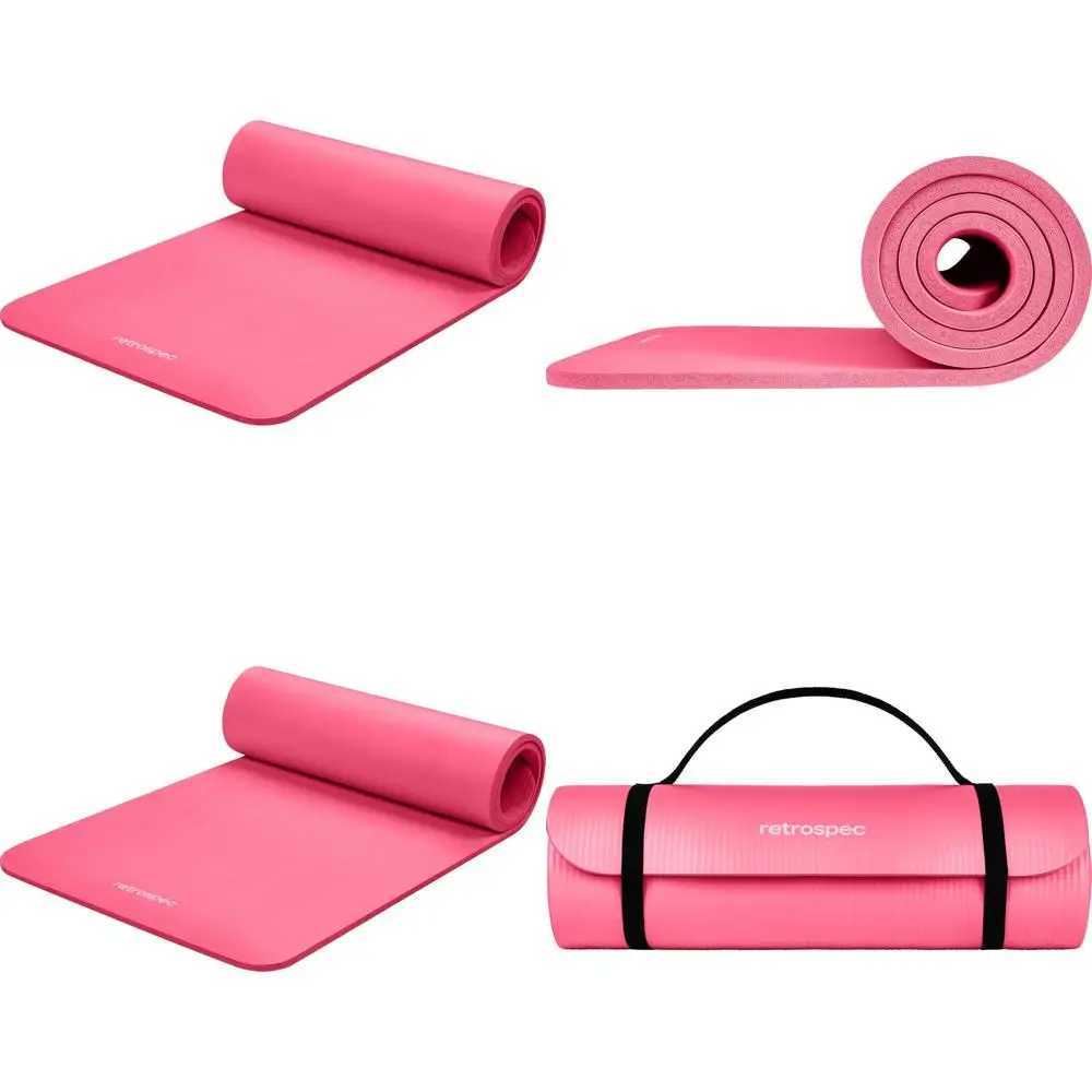 Half-Inch Thick Yoga Mat with Nylon Strap for Men and Women - Anti-Slip Mat for Yoga Pilates Stretching and Fitness Workouts M260312