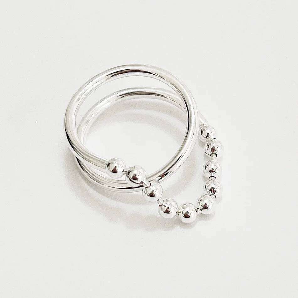 Solid 925 Sterling Open Chain Ball Rings For Women Gold Plated Trendy Retro Anillos Party Gifts Accessories H260312