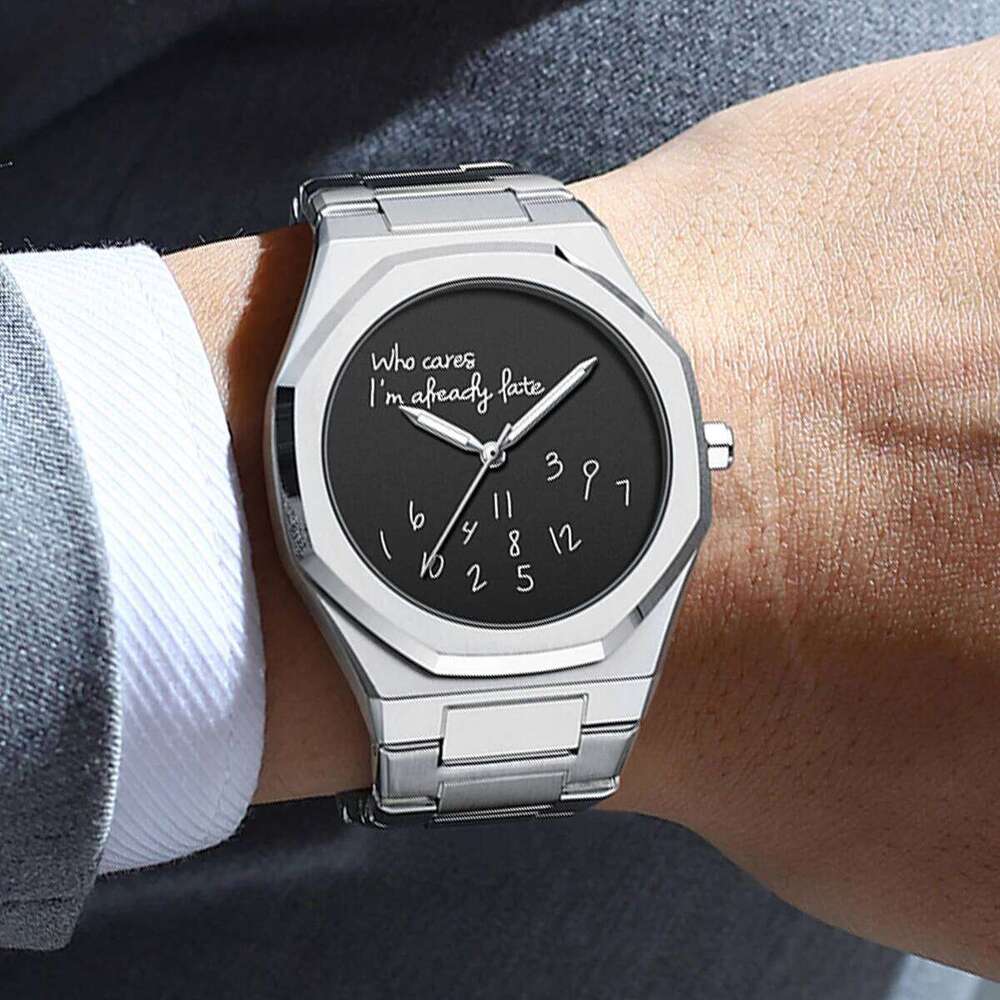 New Fashionable Luxury Creative Graffiti Dial Luminous Steel Strip Men's Quartz Watch Reloj relojes para hombres